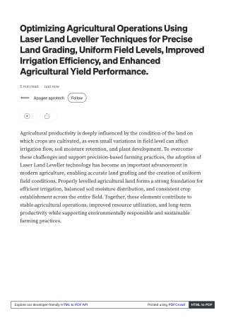 Smart Farm Tools Laser Land Leveller for Perfect Fields