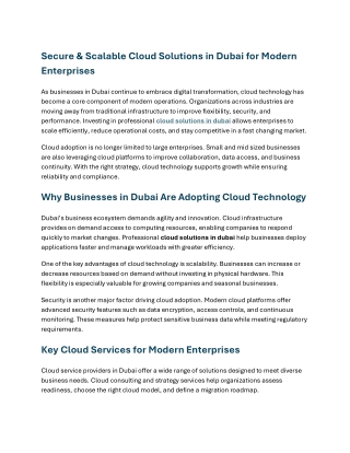 Secure & Scalable Cloud Solutions in Dubai for Modern Enterp