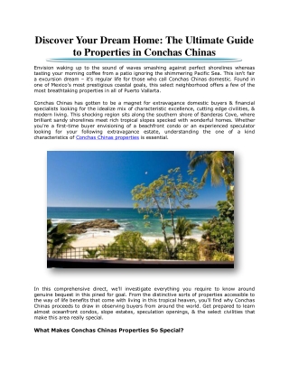 Discover Your Dream Home: The Ultimate Guide to Properties in Conchas Chinas