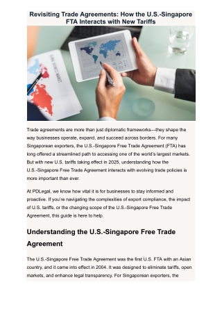 Revisiting Trade Agreements: How the U.S.-Singapore FTA Interacts with New Tarif