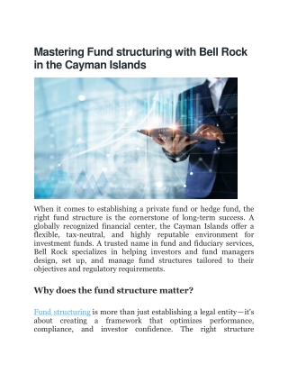 Fund Structuring Solutions by Bell Rock Group for Strategic Investment Growth