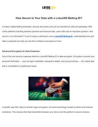 How Secure Is Your Data with a Lotus365 Betting ID