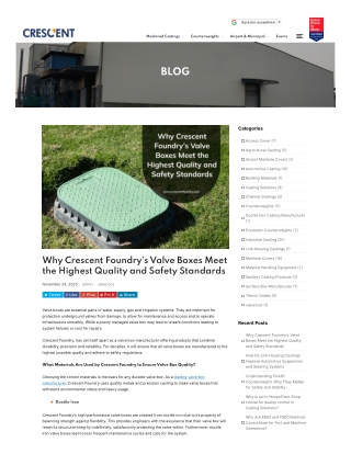 why crescent foundrys valve boxes meet the highest quality and safety standards