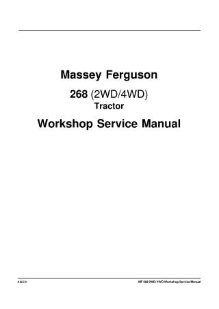 Massey Ferguson 268 (2WD4WD) Tractor Service Repair Manual Instant Download
