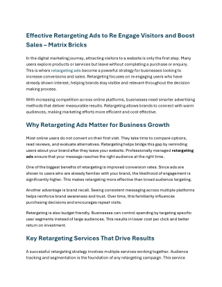 Effective Retargeting Ads to Re Engage Visitors and Boost Sa