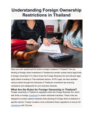 Understanding Foreign Ownership Restrictions in Thailand