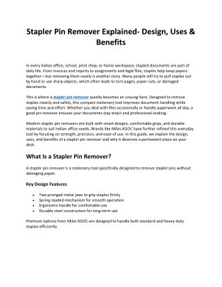 Stapler Pin Remover Explained- Design, Uses & Benefits
