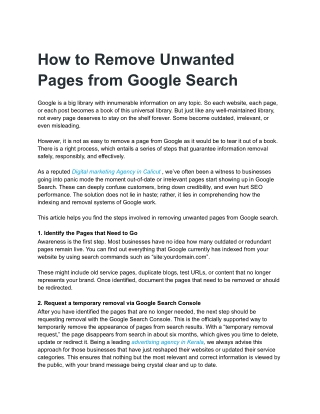 How to Remove Unwanted Pages from Google Search