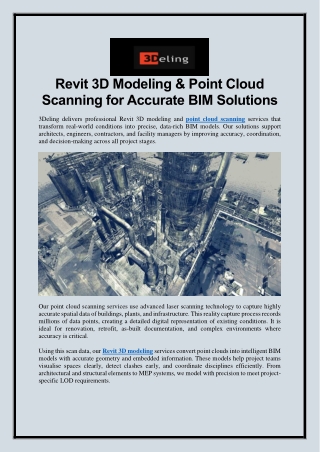 Revit 3D Modeling & Point Cloud Scanning for Accurate BIM Solutions