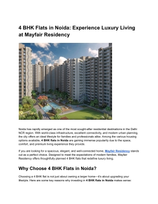 4 BHK Flats in Noida Experience Luxury Living at Mayfair Residency
