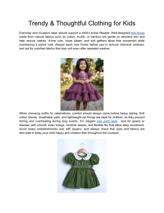 Trendy & Thoughtful Clothing for Kids