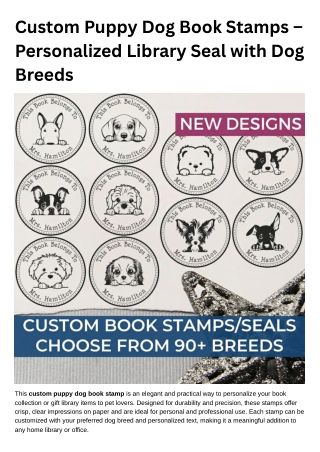 Custom Puppy Dog Book Stamps – Personalized Library Seal with Dog Breeds