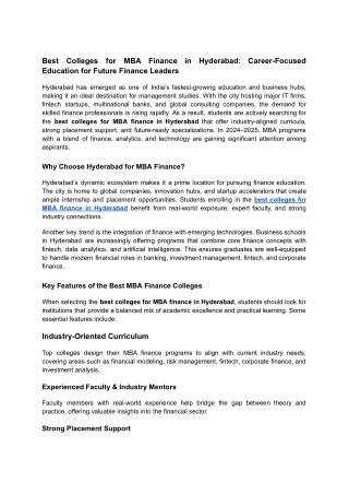 Best Colleges for MBA Finance in Hyderabad_ Career-Focused Education for Future Finance Leaders