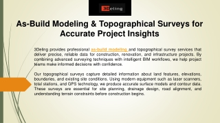 As-Build Modeling & Topographical Surveys for Accurate Project Insights