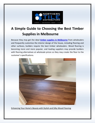 A Simple Guide to Choosing the Best Timber Supplies in Melbourne
