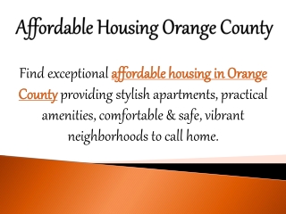 Affordable Housing Orange County