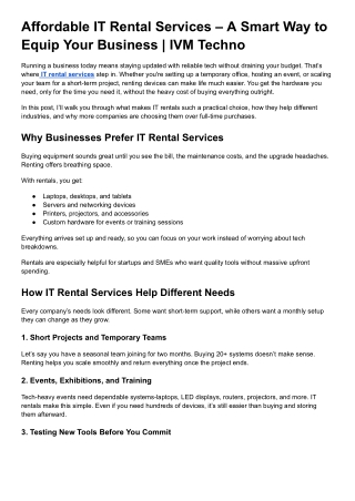 Affordable IT Rental Services – A Smart Way to Equip Your Business _ IVM Techno