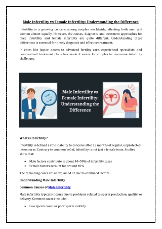 Male Infertility vs Female Infertility Understanding the Difference