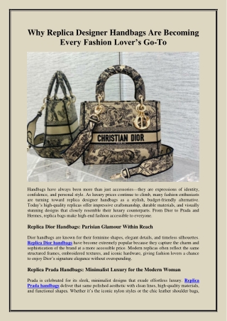 Why Replica Designer Handbags Are Becoming Every Fashion Lover’s Go-To