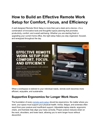 How to Build an Effective Remote Work Setup for Comfort, Focus, and Efficiency - Nest Station Store