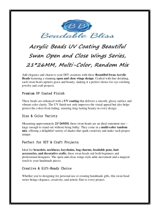 Acrylic Beads UV Coating Beautiful Swan Open and Close Wings Series, 21_26MM, Multi-Color, Random Mix