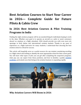 Best Aviation Courses to Start Your Career in 2026 — Complete Guide for Future Pilots & Cabin Crew