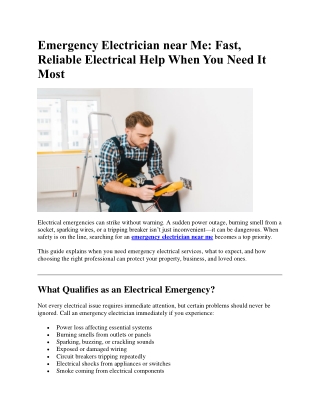 Emergency Electrician near Me