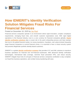 How IDMERIT’s Identity Verification Solution Mitigates Fraud Risks For Financial