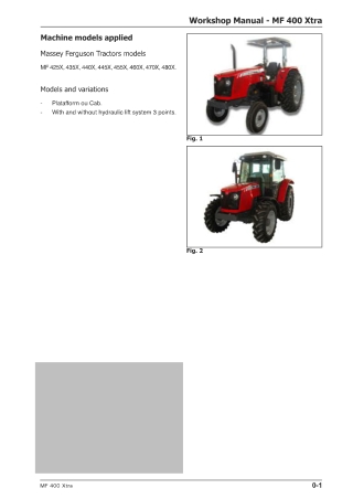 Massey Ferguson MF400XTRA Series (MF425X  MF435X  MF440X  MF445X  MF460X  MF470X  MF480X) Tractor Service Repair Manual 