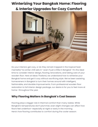 Winterizing Your Bangkok Home: Flooring & Interior Upgrades for Cozy Comfort