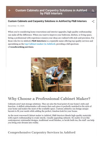 Custom Cabinets and Carpentry Solutions in Ashford by P&B Interiors