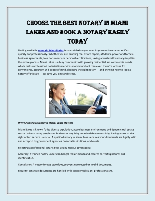 Choose the Best Notary in Miami Lakes and Book a Notary Easily Today