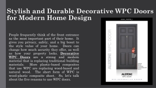 Stylish and Durable Decorative WPC Doors for Modern Home Design