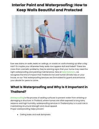 Interior Paint and Waterproofing: How to Keep Walls Beautiful and Protected