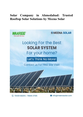Best Rooftop Solar Company in Ahmedabad – Meena Solar