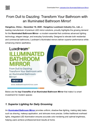 From Dull to Dazzling Transform Your Bathroom with an Illuminated Bathroom Mirror!
