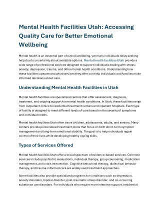 Mental Health Facilities Utah Accessing Quality Care for Bet
