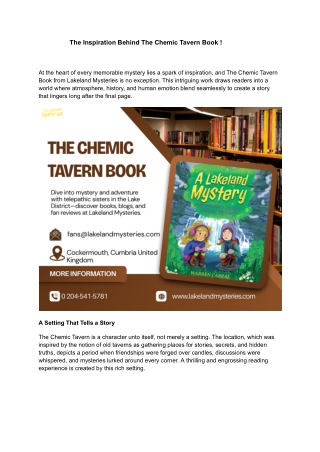 The Inspiration Behind The Chemic Tavern Book !