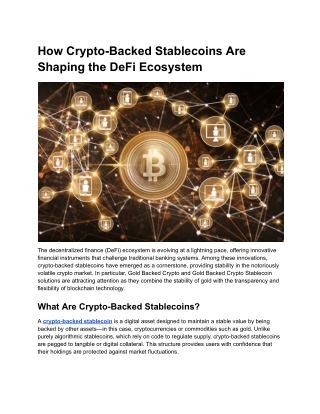 How Crypto-Backed Stablecoins Are Shaping the DeFi Ecosystem