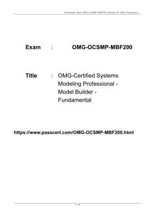 OMG Model Builder Fundamental OMG-OCSMP-MBF200 PDF Dumps