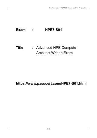HPE7-S01 Advanced HPE Compute Architect PDF Dumps