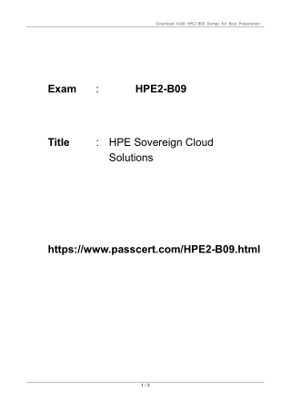 HPE2-B09  HPE Sovereign Cloud Solutions PDF Dumps