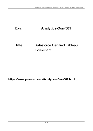 Analytics-Con-301 Salesforce Certified Tableau Consultant PDF Dumps
