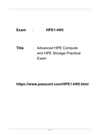 HPE1-H05 Advanced HPE Compute and HPE Storage PDF Dumps