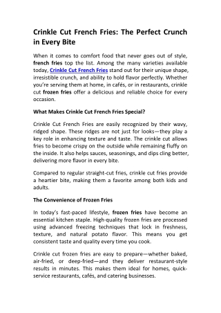 Crinkle Cut French Fries  Crispy Frozen Fries by Fraytoz