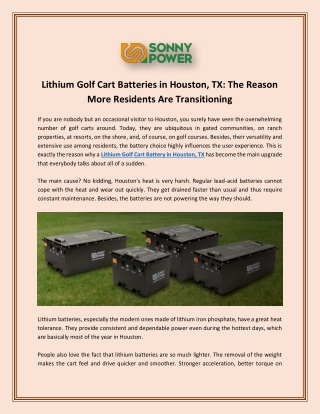 Lithium Golf Cart Batteries in Houston, TX The Reason More Residents Are Transitioning