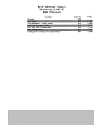 CASE HI 1042  1052 Draper Headers Service Repair Manual Instant Download (Book Code No. 7-90260)