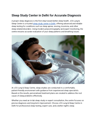 Sleep Study Center in Delhi for Accurate Diagnosis