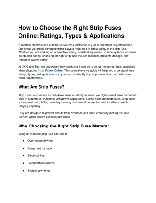 How to Choose the Right Strip Fuses Online_ Ratings, Types & Applications