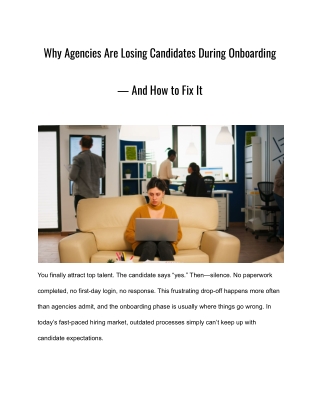 Why Agencies Are Losing Candidates During Onboarding — And How to Fix It